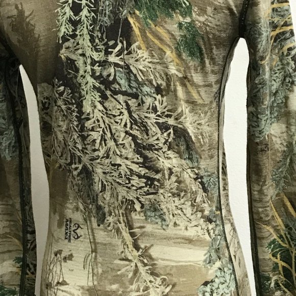 Icebreaker 200 green brown nature print quarter zip top realtree max1 M - Picture 6 of 8